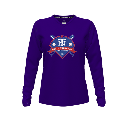 [CUS-DFW-TEES-CMF-VNK-LSL-PUR-FYXS-LOGO1] Comfort T-Shirt (Female Youth XS, Purple, V Neck, Logo 1, Long Sleeve)