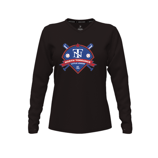 [CUS-DFW-TEES-PER-VNK-LSL-BLK-FYXS-LOGO1] Performance T-Shirt (Female Youth XS, Black, V Neck, Logo 1, Long Sleeve)