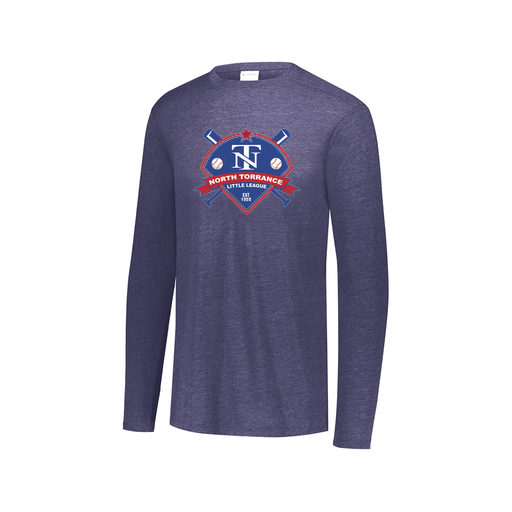 [FTLCUBNV-AXS-LOGO1] Decker Men's Tri-Blend T-Shirt - Long Sleeve (Adult XS, Navy, Logo 1)