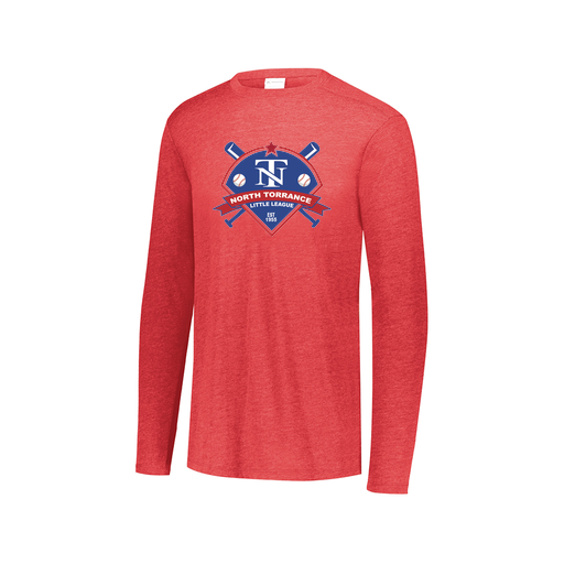 [FTLCUBRD-AXS-LOGO1] Decker Men's Tri-Blend T-Shirt - Long Sleeve (Adult XS, Red, Logo 1)