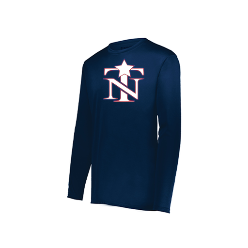 [222823.065.S-LOGO3] Youth LS Smooth Sport Shirt (Youth S, Navy, Logo 3)