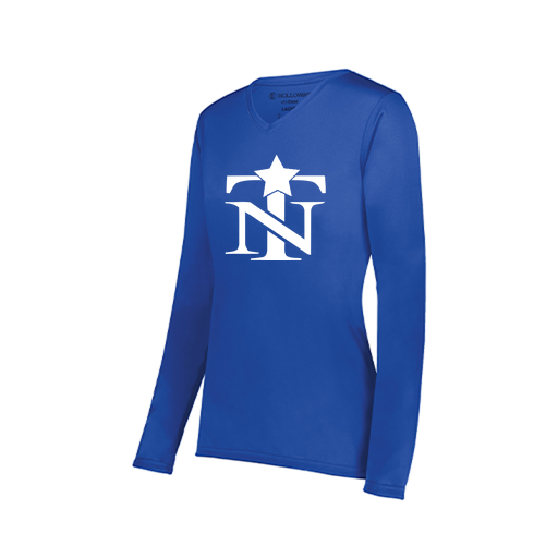 [222824.060.S-LOGO2] Ladies LS Smooth Sport Shirt (Female Adult S, Royal, Logo 2)