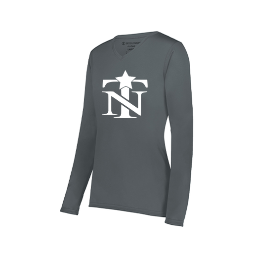 [222824.059.S-LOGO2] Ladies LS Smooth Sport Shirt (Female Adult S, Gray, Logo 2)