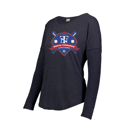 [FTLCUBNV-FAXS-LOGO1] Decker Women's Tri-Blend T-Shirt - Long Sleeve (Female Adult XS, Navy, Logo 1)